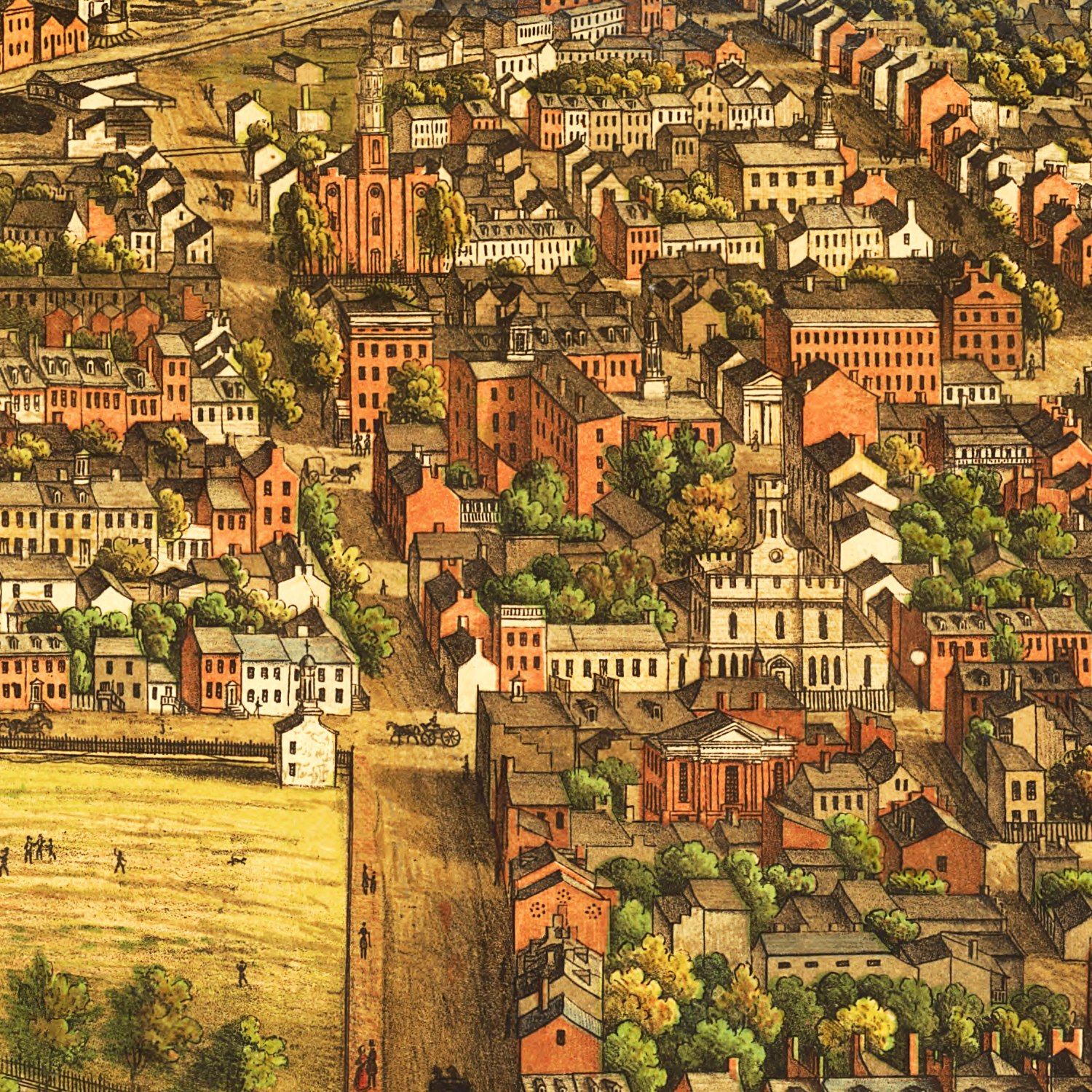 Restored historic details from the 1855 city map of Harrisburg, Pennsylvania
