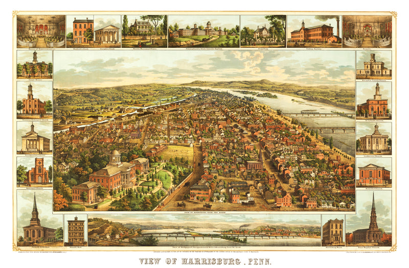 Size comparison using Vintage Map of Harrisburg, Pennsylvania 1855