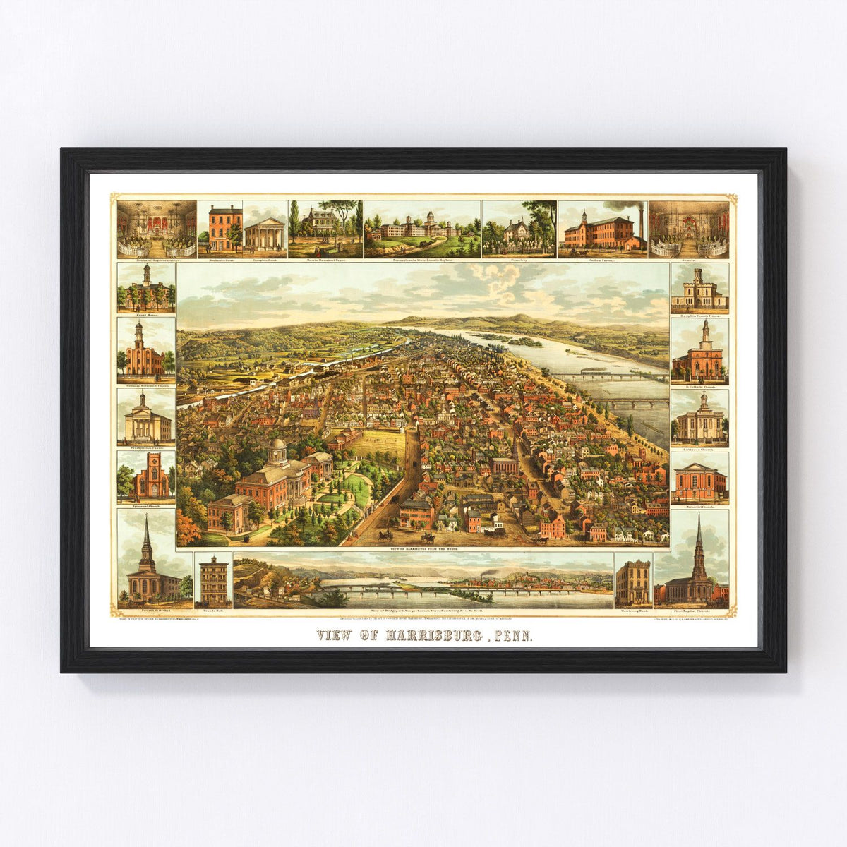 Harrisburg Vintage Map 1855