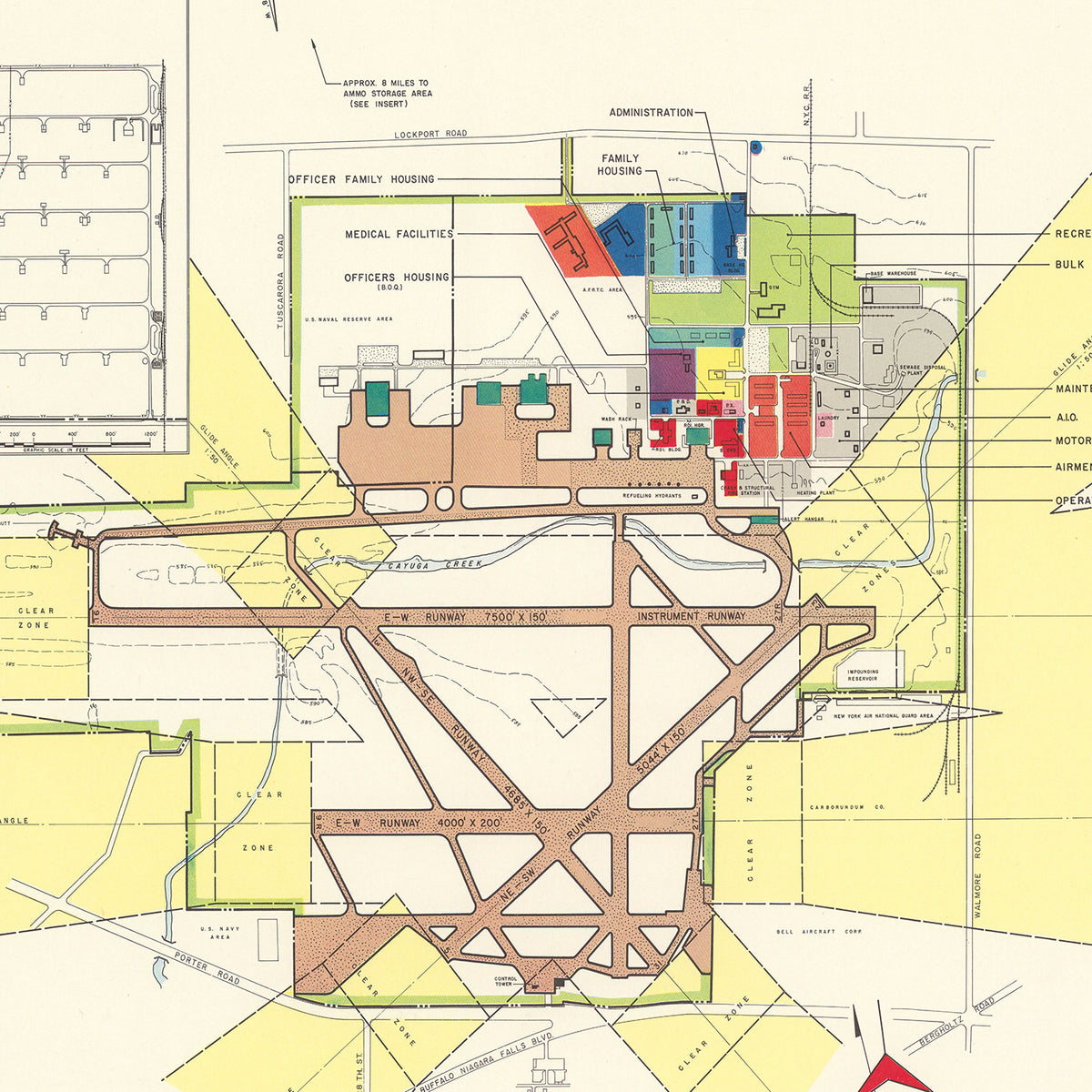 Restored historic details from the 1952 airfield map of Niagara Falls, New York