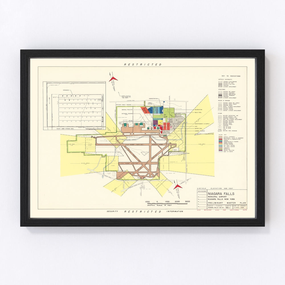 Niagara Municipal Airport Vintage Map 1952