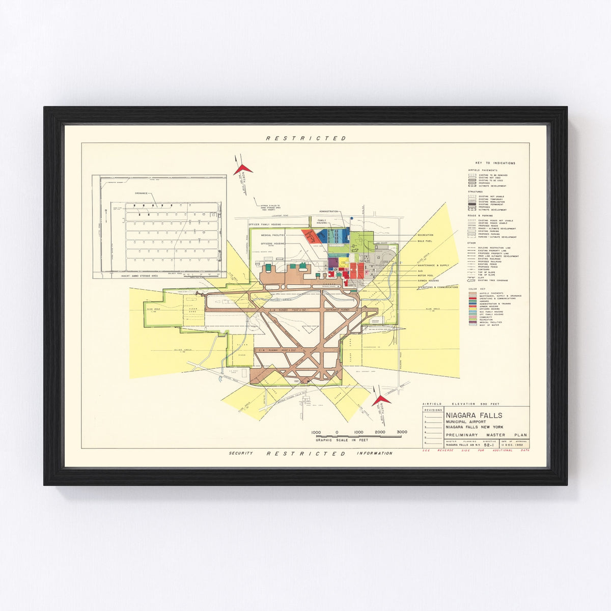 Niagara Municipal Airport Vintage Map 1952