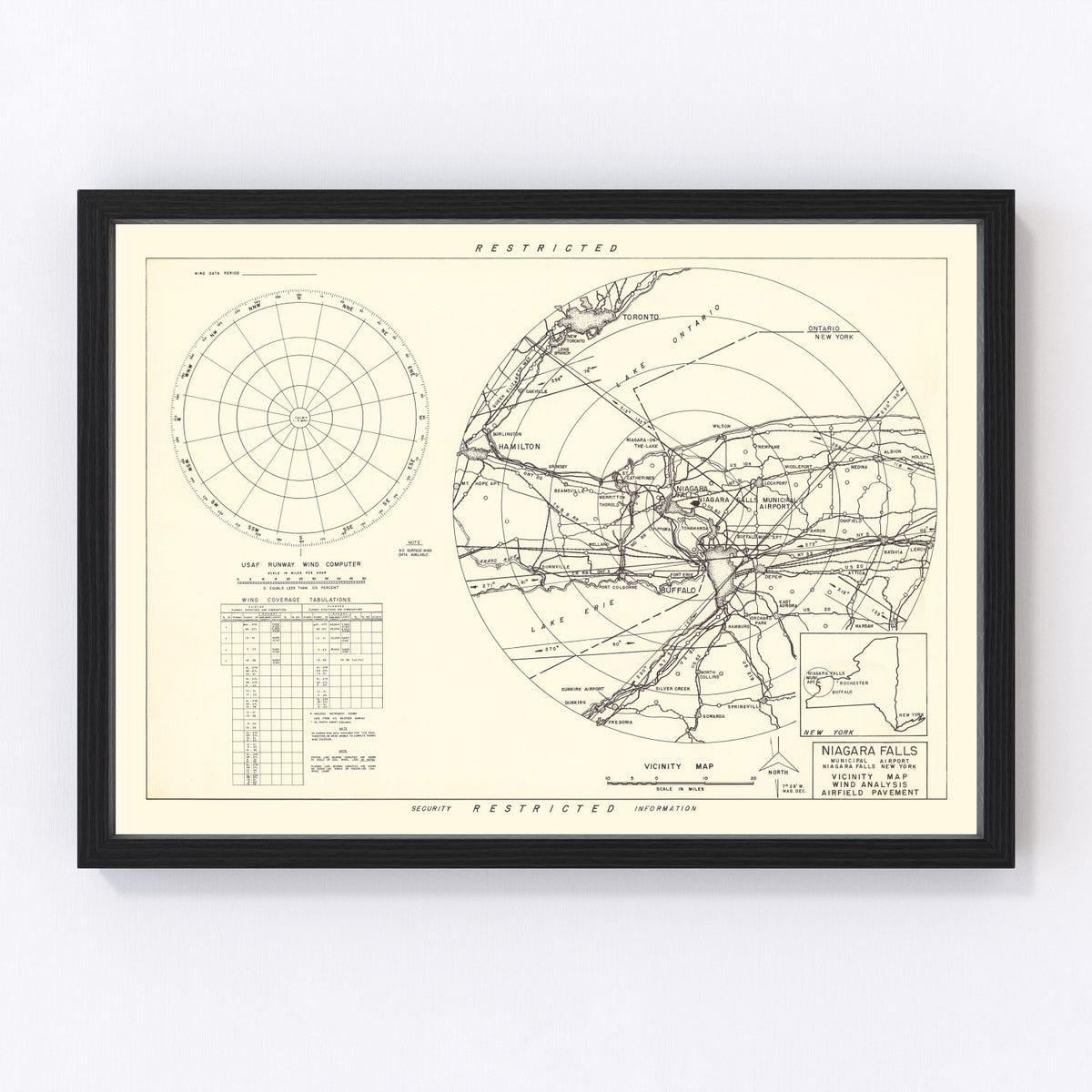 Niagara Municipal Airport Vicinity Vintage Map 1952