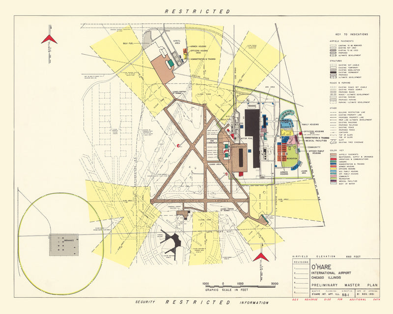 Size comparison using Vintage Map of O'Hare International Airport, 1951