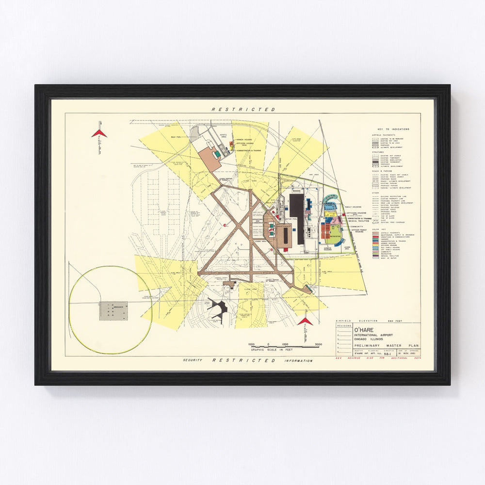 O'Hare International Airport Vintage Map 1951