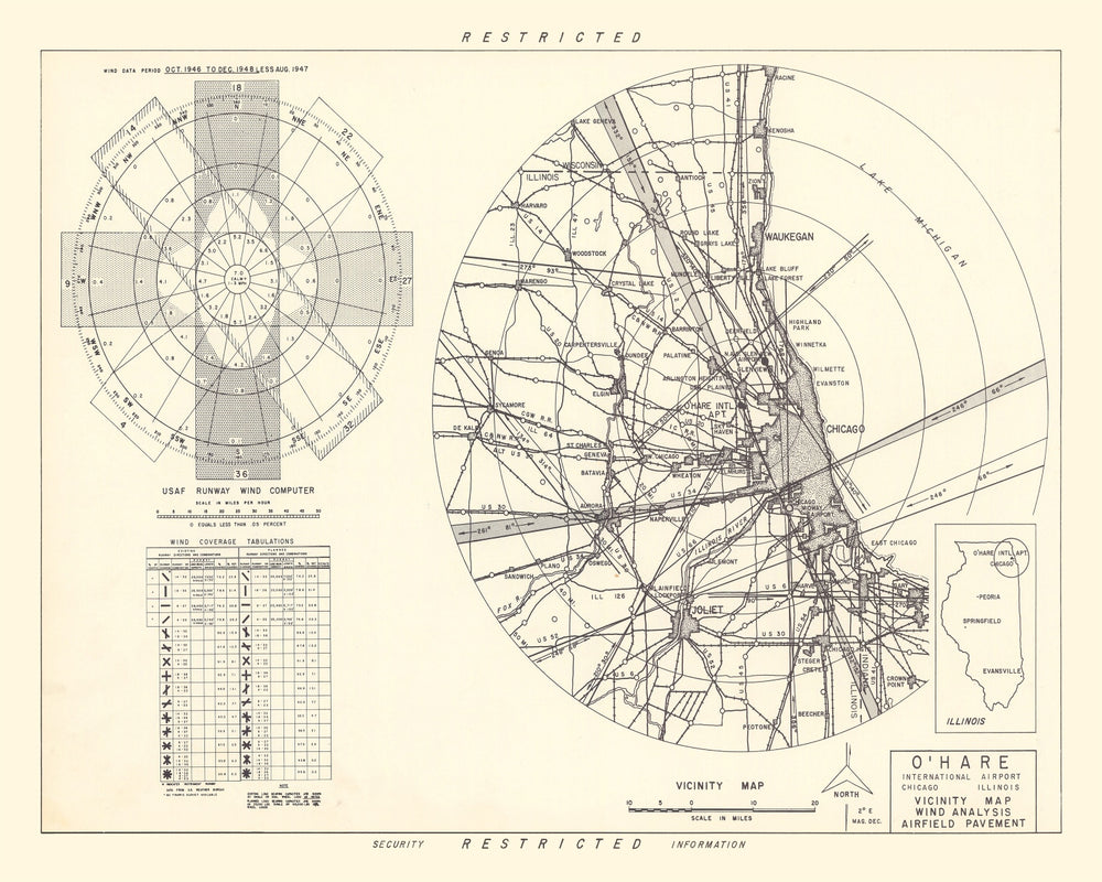 Vintage Map of the O'Hare International Airport Vicinity, 1951 print style example