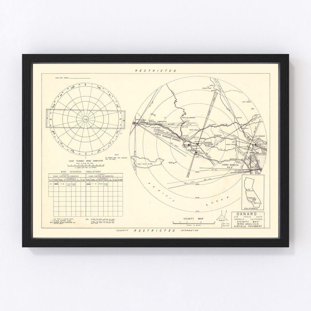 Oxnard Air Force Base " Camarillo California Vicinity Vintage Map 1951