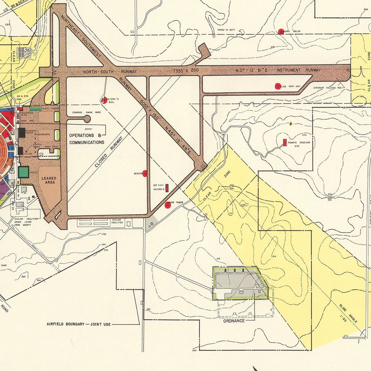 Restored historic details from the 1952 airfield map of Everett, Washington