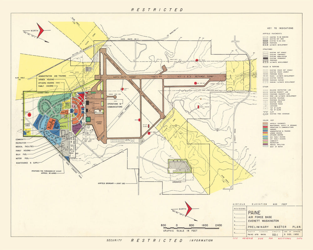 Vintage Map of Paine Air Fore Base, 1952 print style example