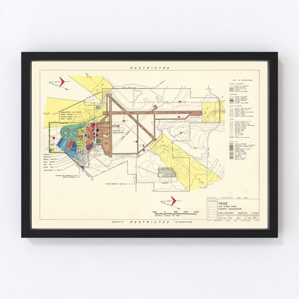 Paine Air Fore Base Vintage Map 1952