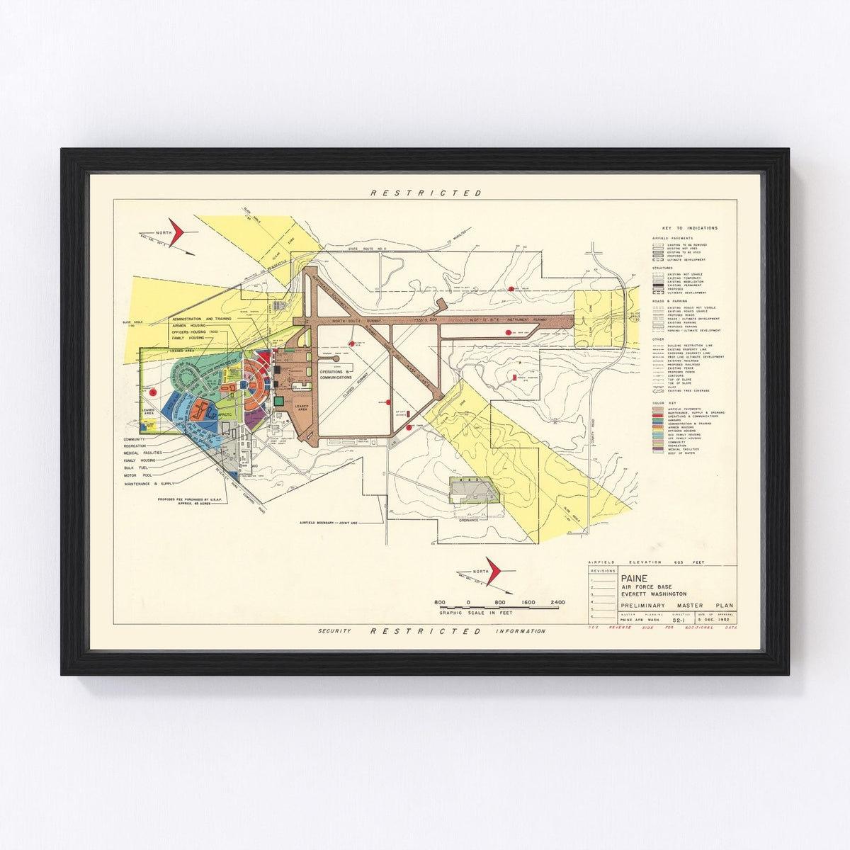 Paine Air Fore Base Vintage Map 1952