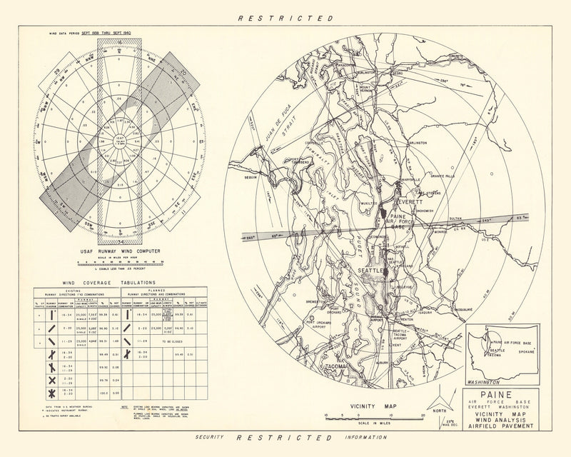 Size comparison using Vintage Map of the Paine Air Fore Base Vicinity, 1952