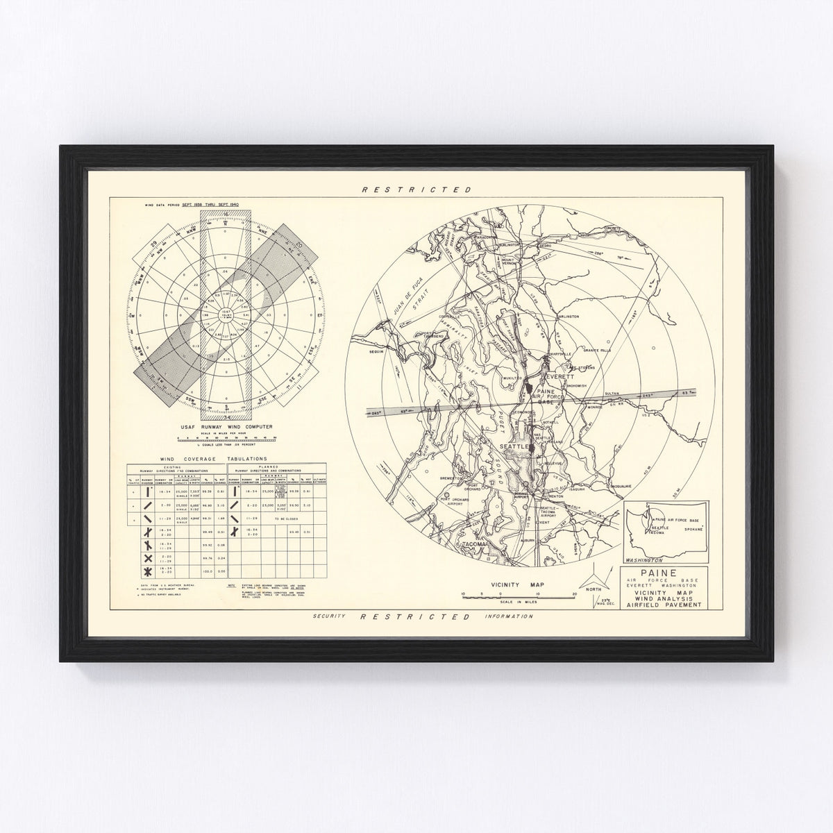Paine Air Fore Base Vicinity Vintage Map 1952