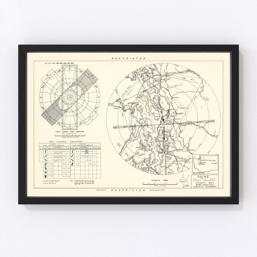 Paine Air Fore Base Vicinity Vintage Map 1952