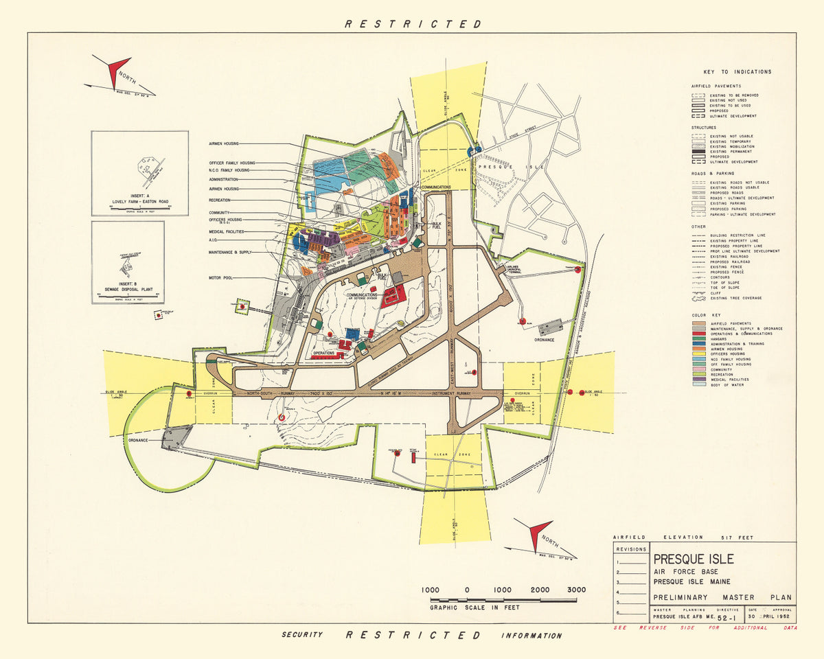 Preview of Vintage Map of Presque Isle Air Fore Base, 1952