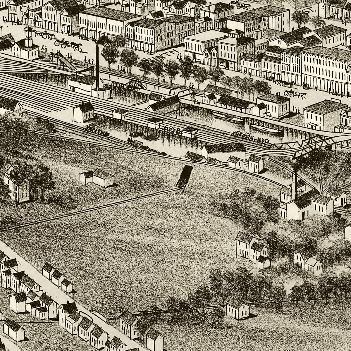 Restored historic details from the 1890 city map of Honesdale, Pennsylvania