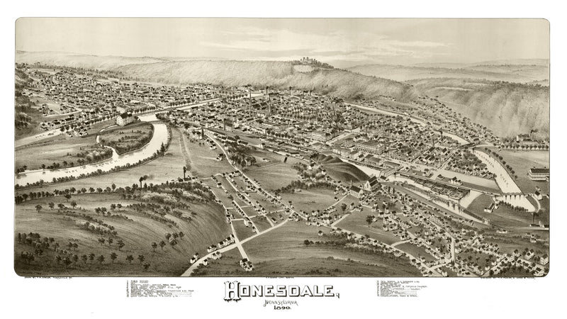 Size comparison using Vintage Map of Honesdale, Pennsylvania 1890