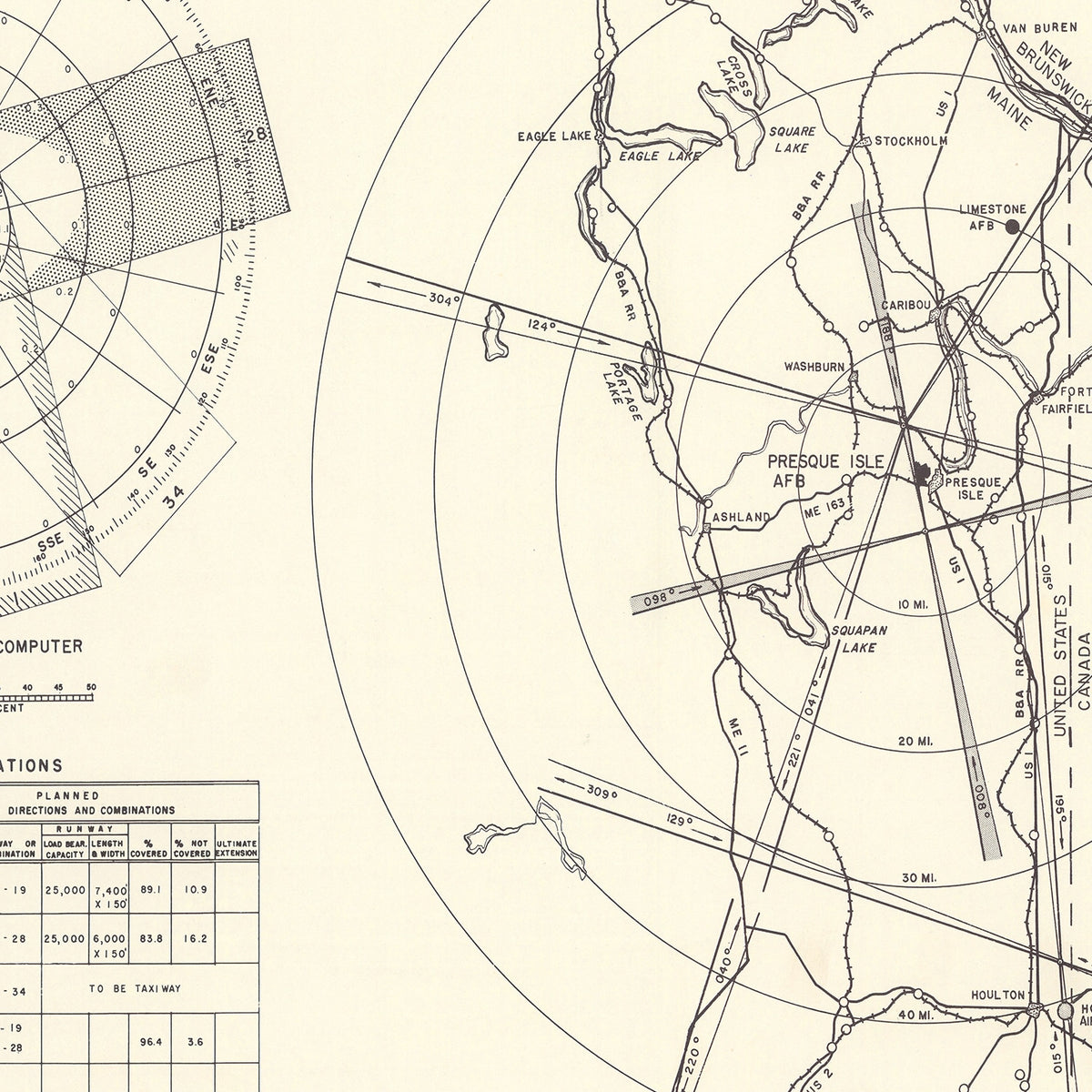 Restored historic details from the 1952 airfield map of Presque Isle, Maine