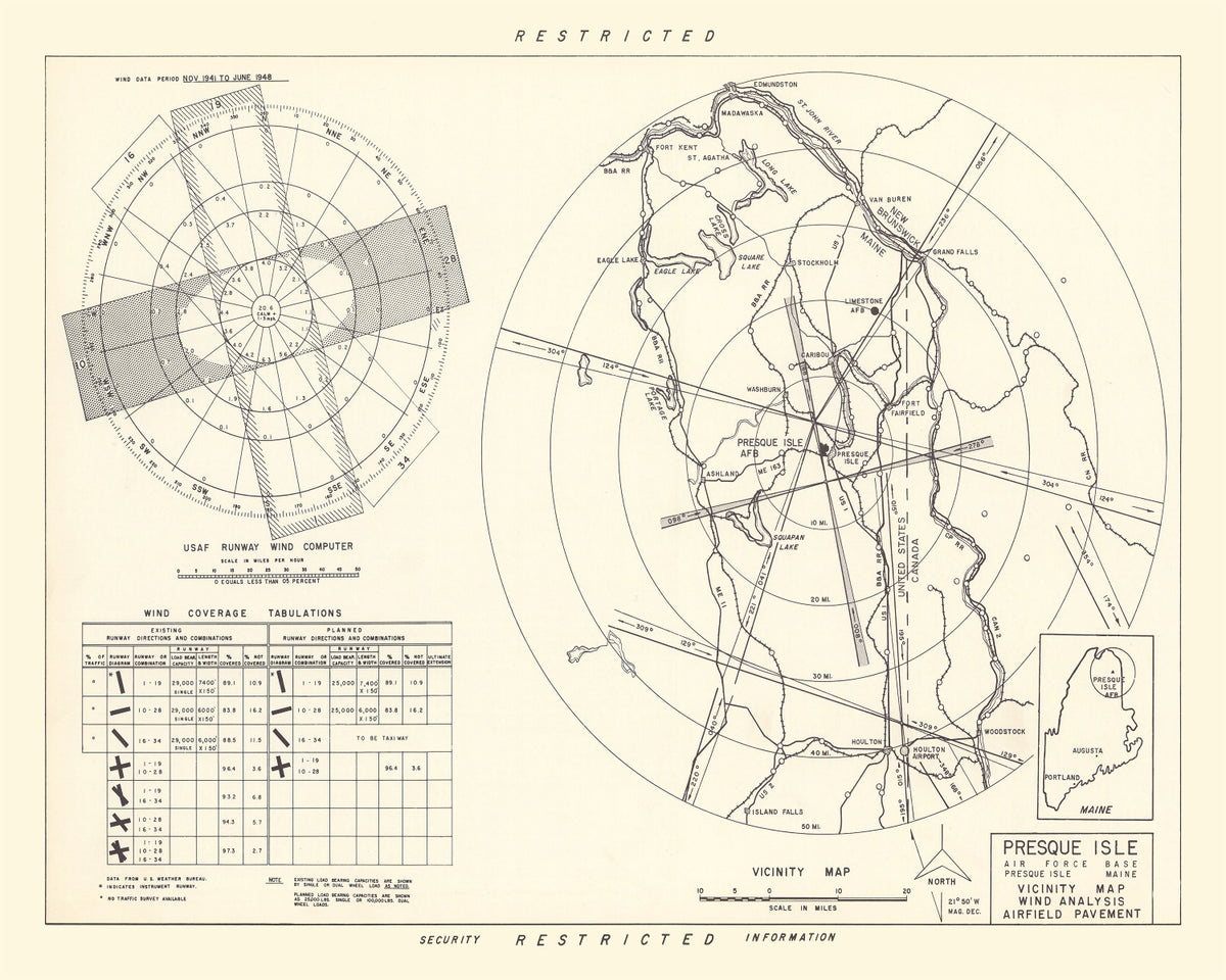 Preview of Vintage Map of the Presque Isle Air Fore Base Vicinity, 1952