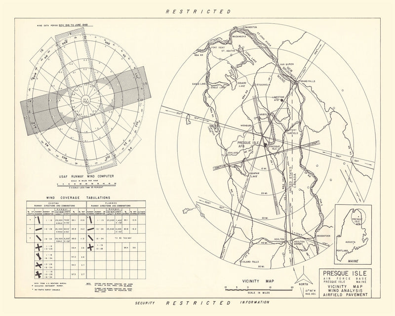 Size comparison using Vintage Map of the Presque Isle Air Fore Base Vicinity, 1952