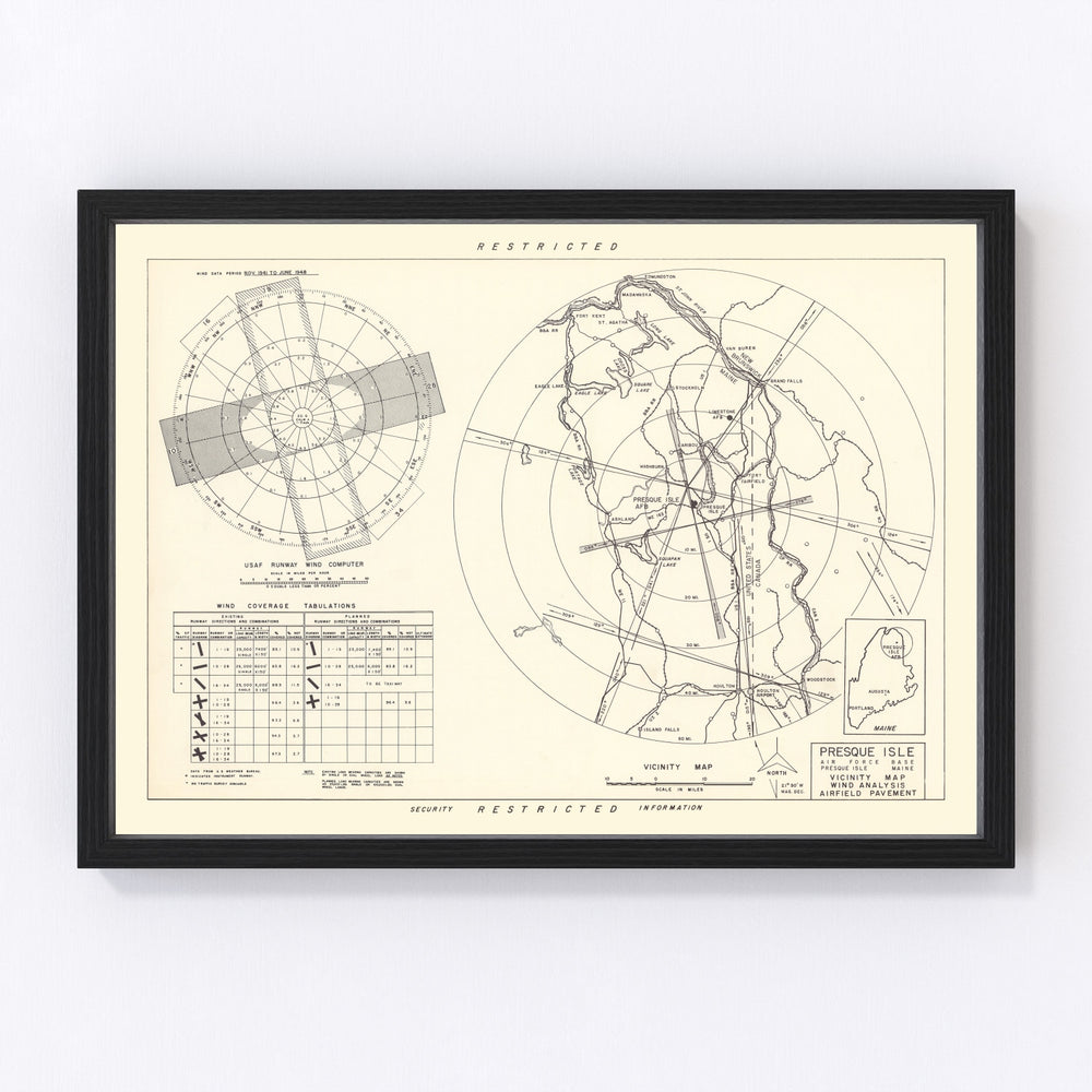 Presque Isle Air Fore Base Vicinity Vintage Map 1952