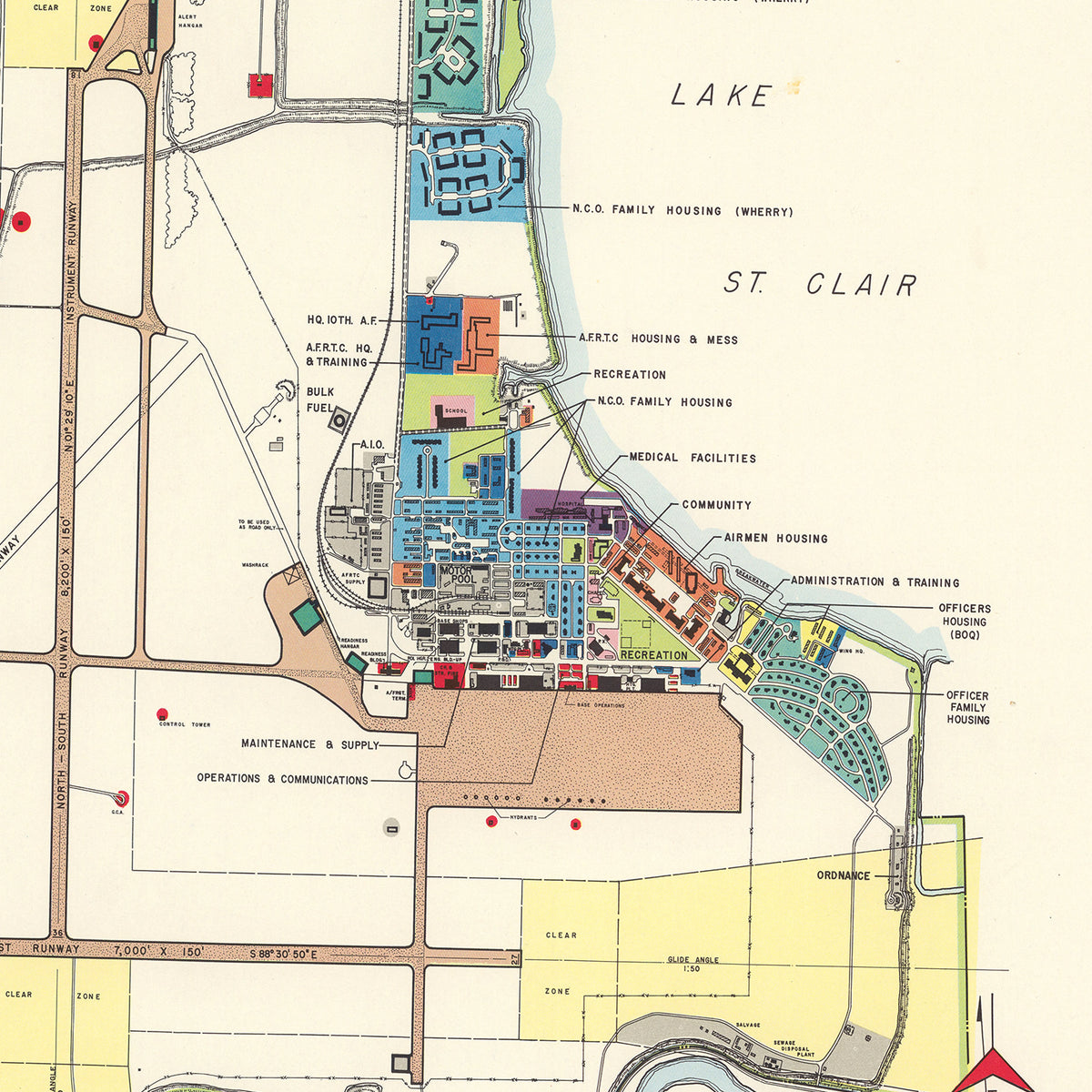 Restored historic details from the 1952 airfield map of Mount Clemens, Michigan