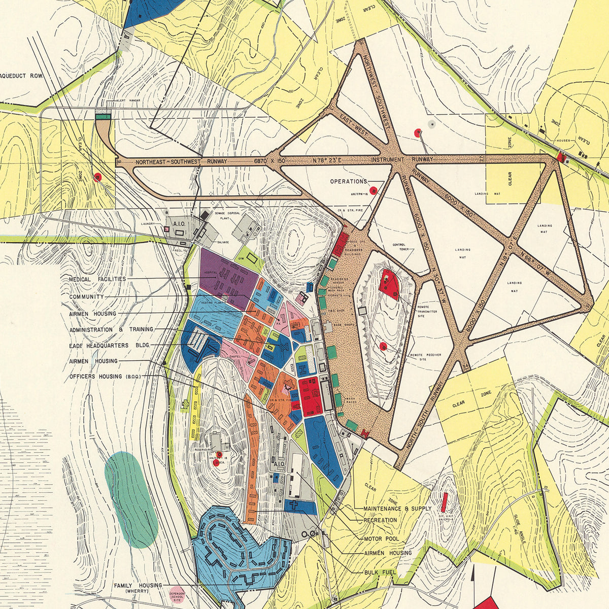Restored historic details from the 1952 airfield map of Newburgh, New York