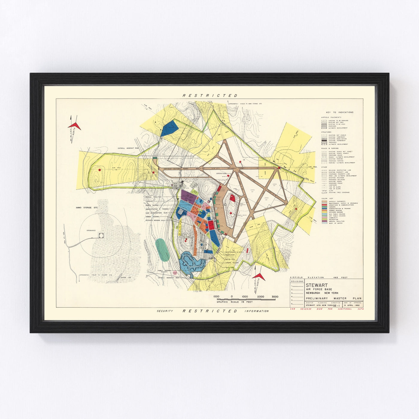 Stewart Air Fore Base Vintage Map 1952