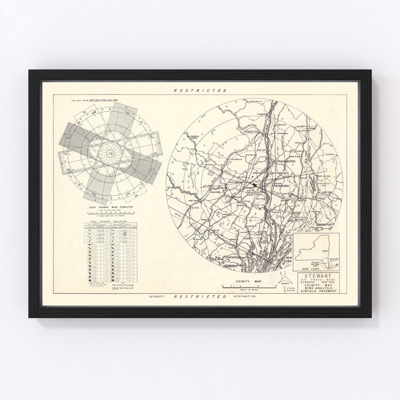 Stewart Air Fore Base Vicinity Vintage Map 1952