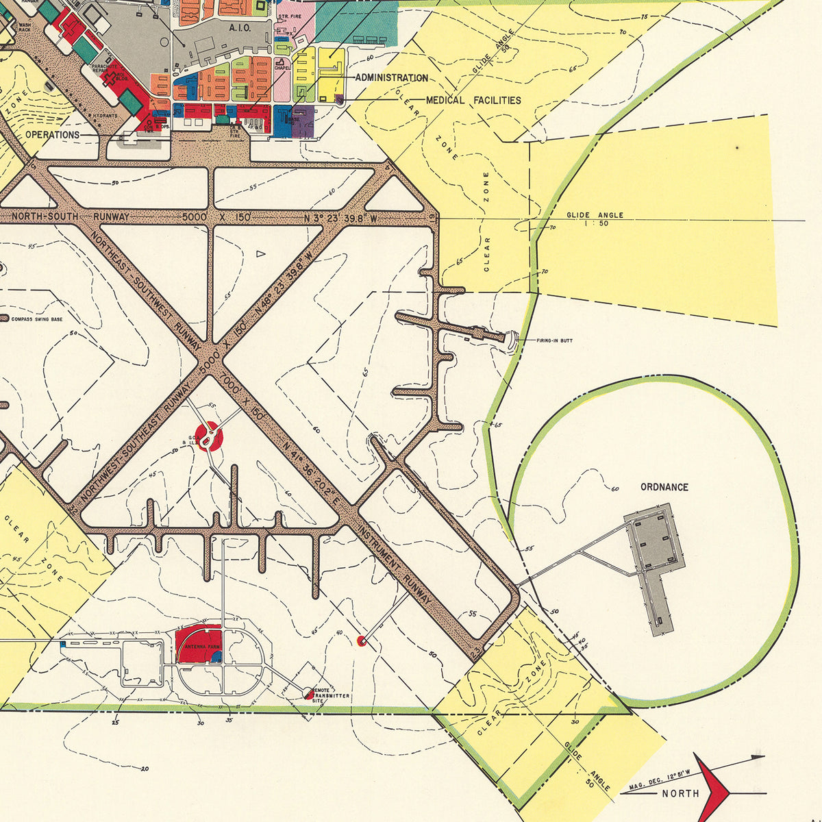 Restored historic details from the 1951 airfield map of Westhampton Beach, New York