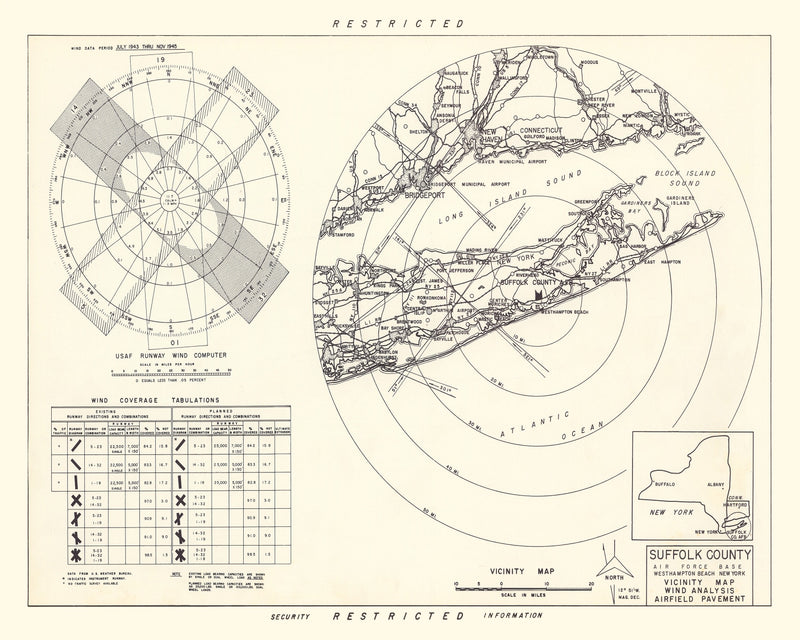 Size comparison using Vintage Map of the Suffolk County Air Force Base Vicinity, 1951
