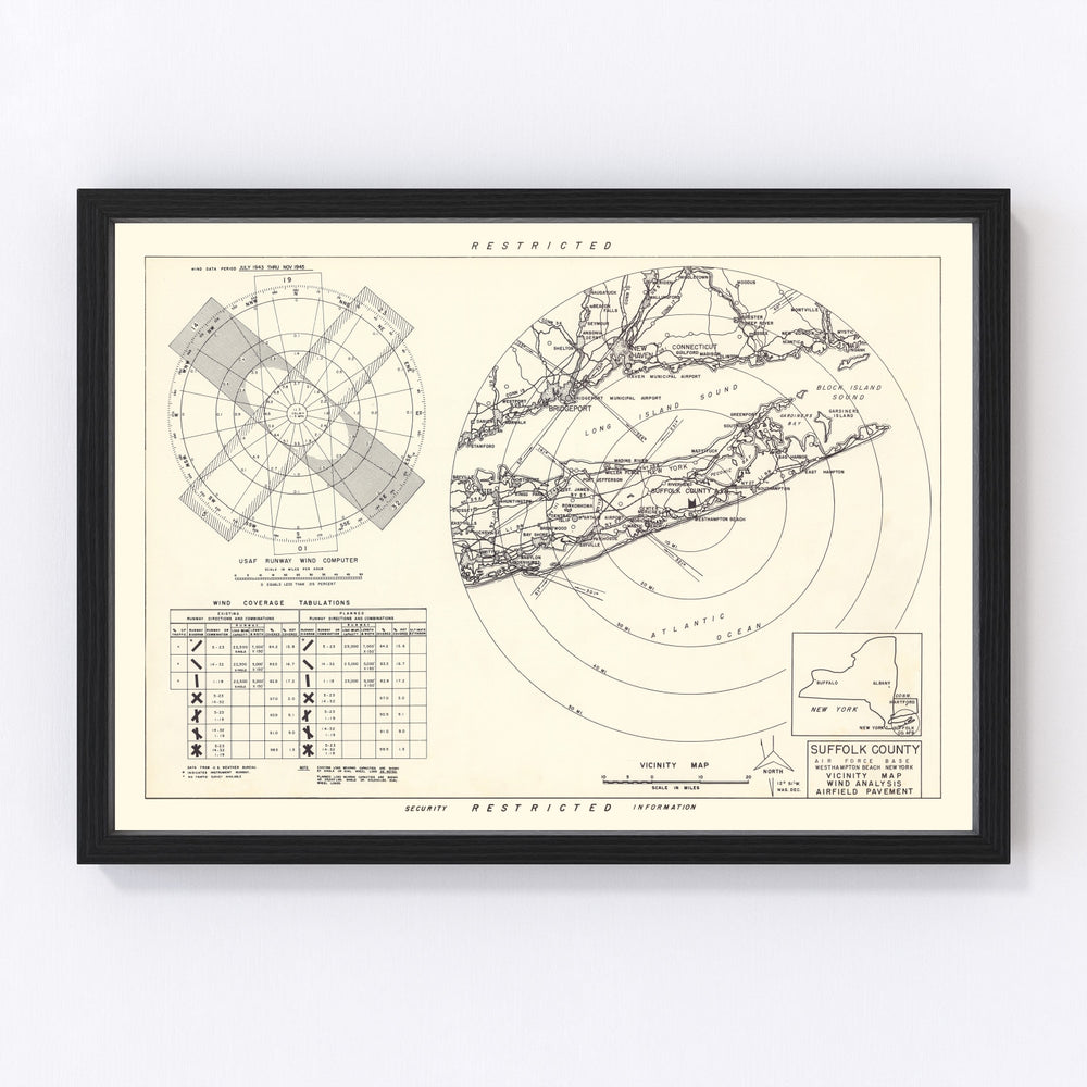 Suffolk County Air Force Base Vicinity Vintage Map 1951