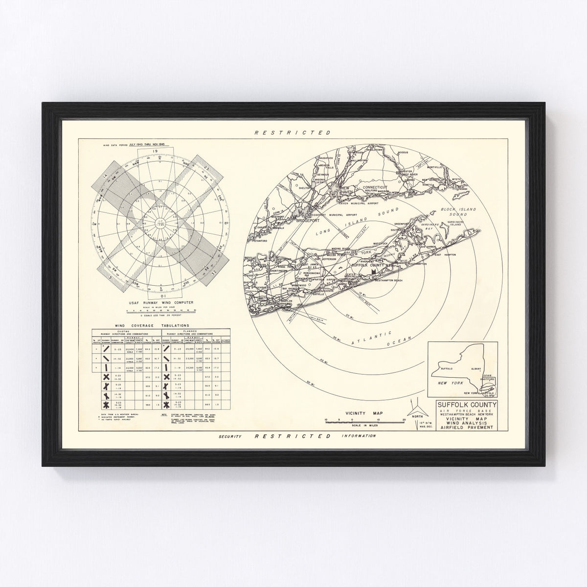 Suffolk County Air Force Base Vicinity Vintage Map 1951
