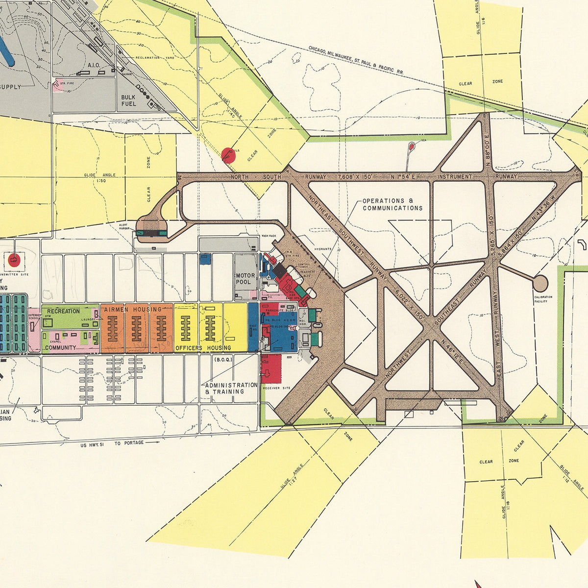 Restored historic details from the 1952 airfield map of Madison, Wisconsin