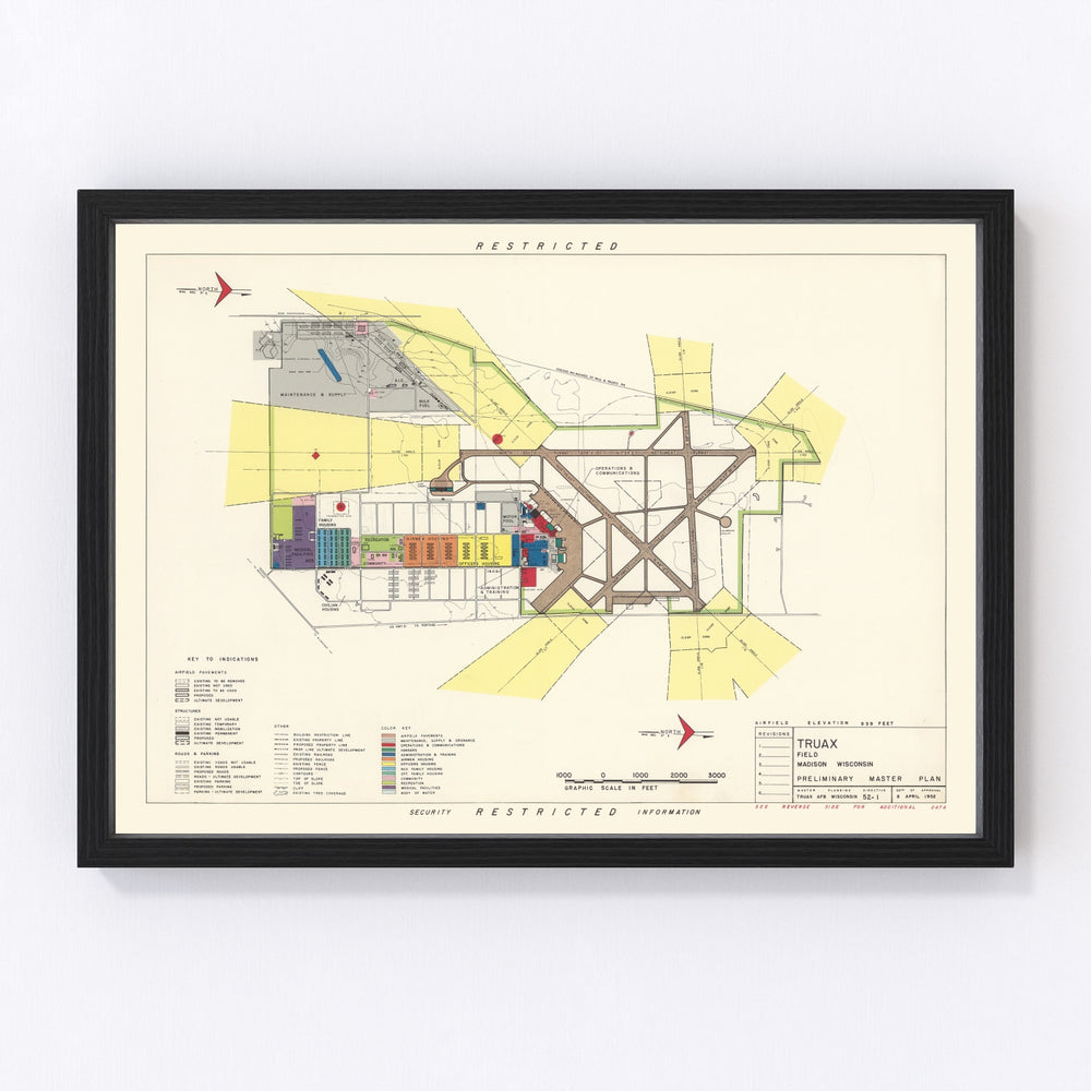 Truax Field Vintage Map 1952