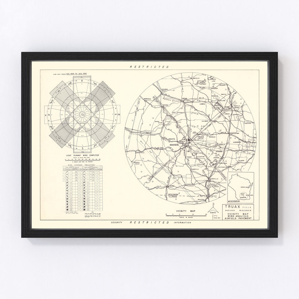 Truax Field Vintage Map 1952
