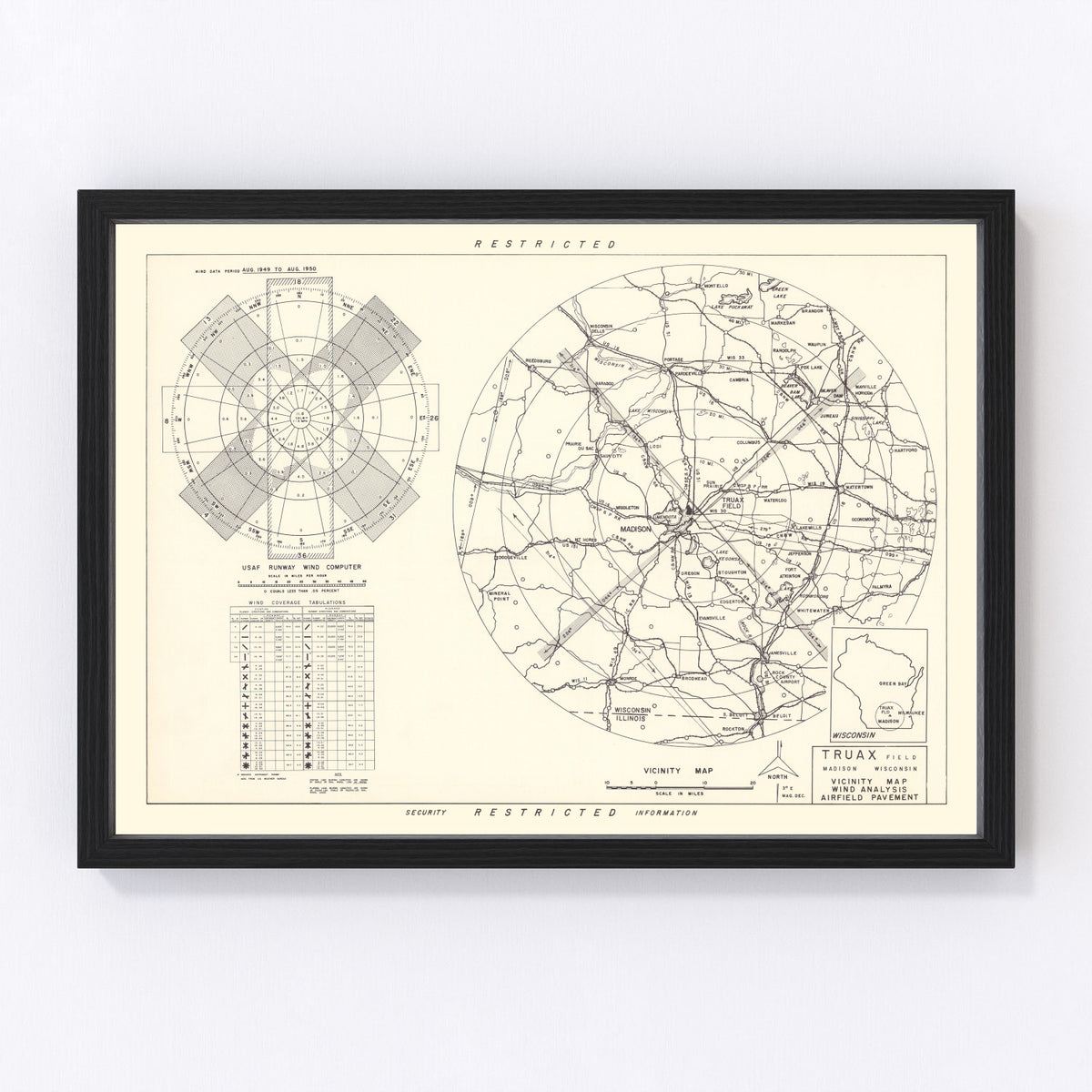 Truax Field Vintage Map 1952