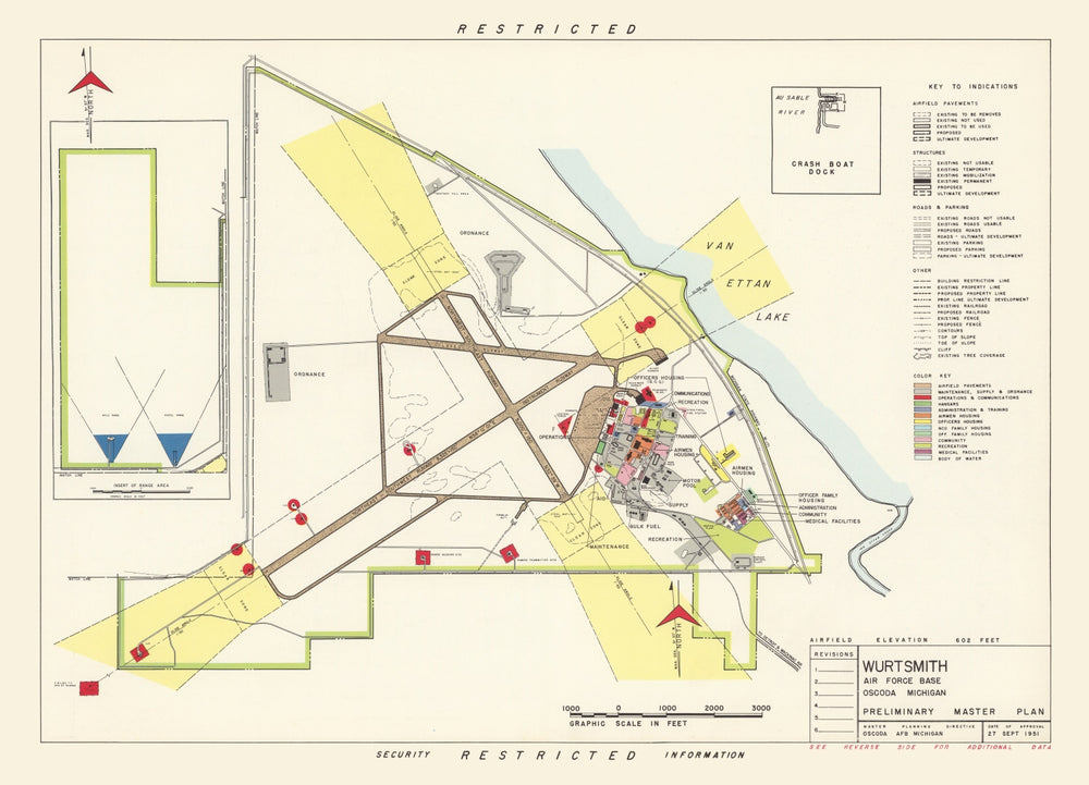 Vintage Map of Wurtsmith Air Force Base, 1952 print style example