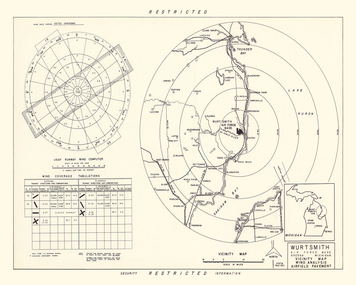 Preview of Vintage Map of the Wurtsmith Air Force Base Vicinity, 1952