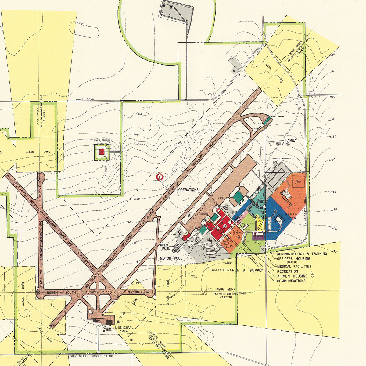 Restored historic details from the 1951 airfield map of Youngstown, Ohio