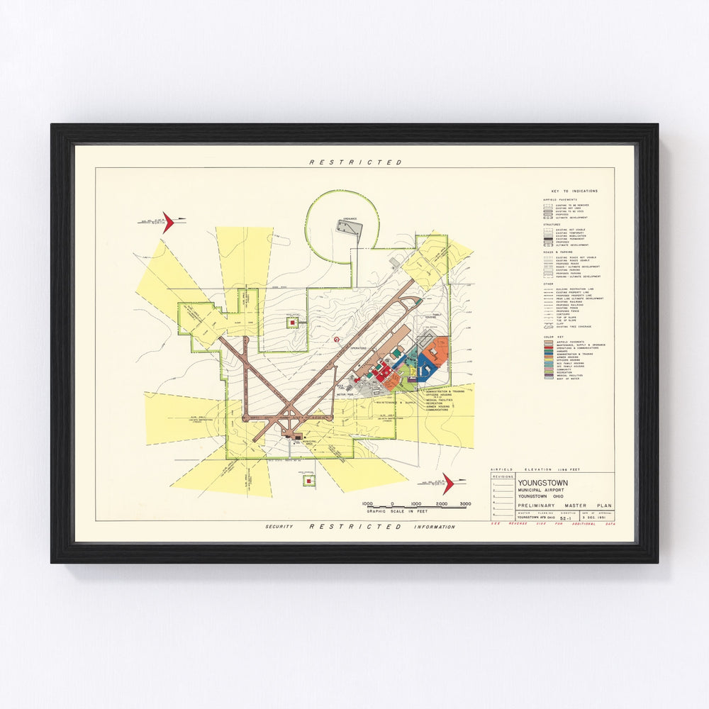Youngstown Municipal Airport Vintage Map 1951