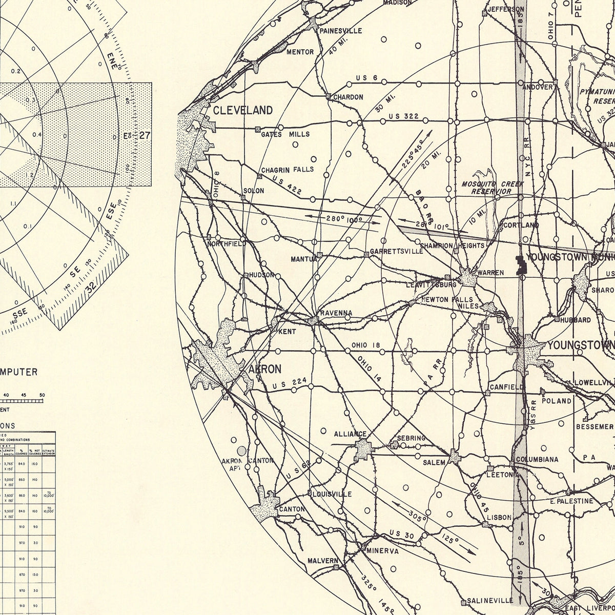 Restored historic details from the 1952 airfield map of Youngstown, Ohio