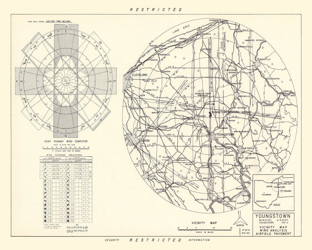 Preview of Vintage Map of the Youngstown Municipal Airport Vicinity, 1952