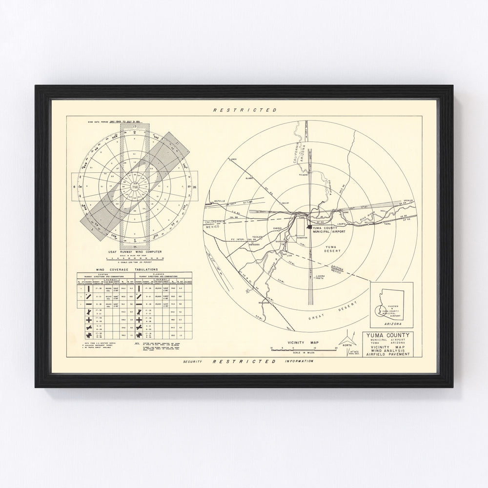 Yuma County Municipal Airport Vicinity Vintage Map 1951