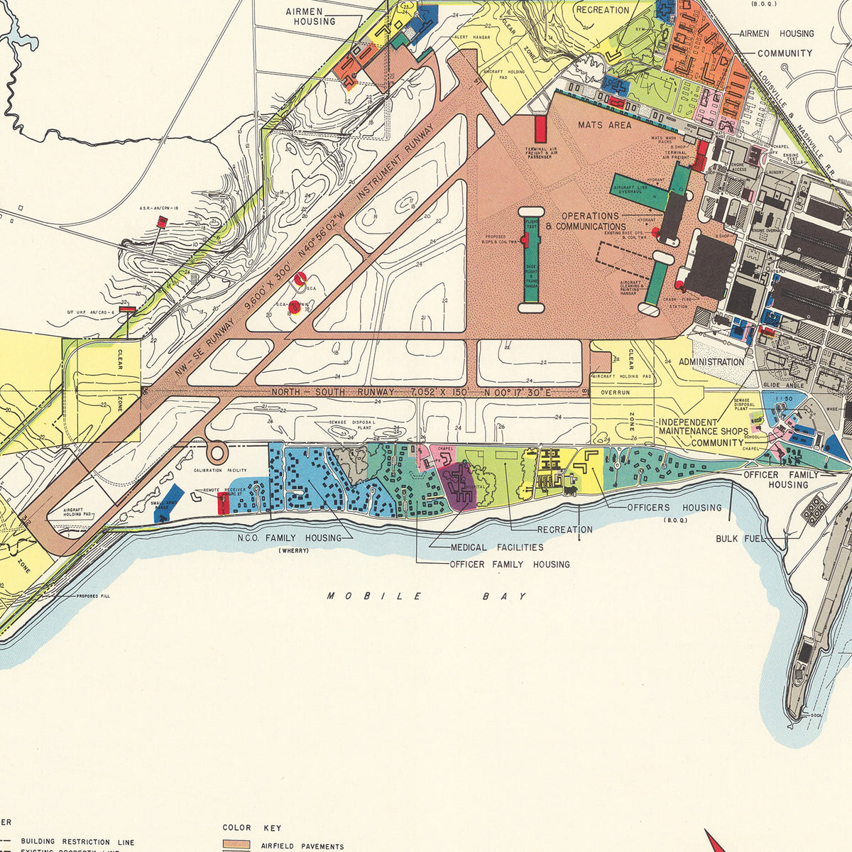 Restored historic details from the 1952 airfield map of Mobile, Alabama