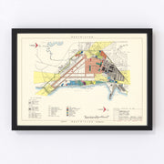Brookley Air Force Base Vintage Map 1952