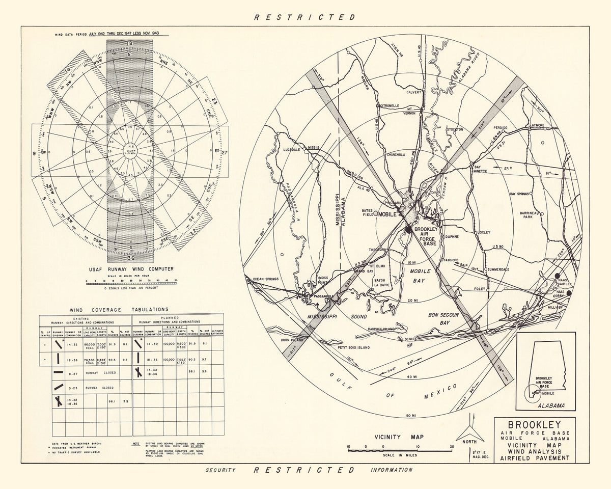 Preview of Vintage Map of the Brookley Air Force Base Vicinity, 1952