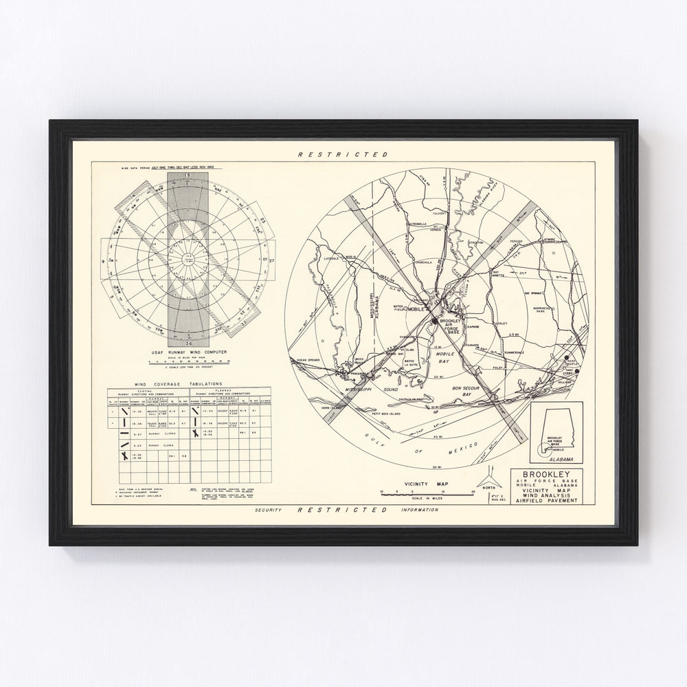 Brookley Air Force Base Vicinity Vintage Map 1952