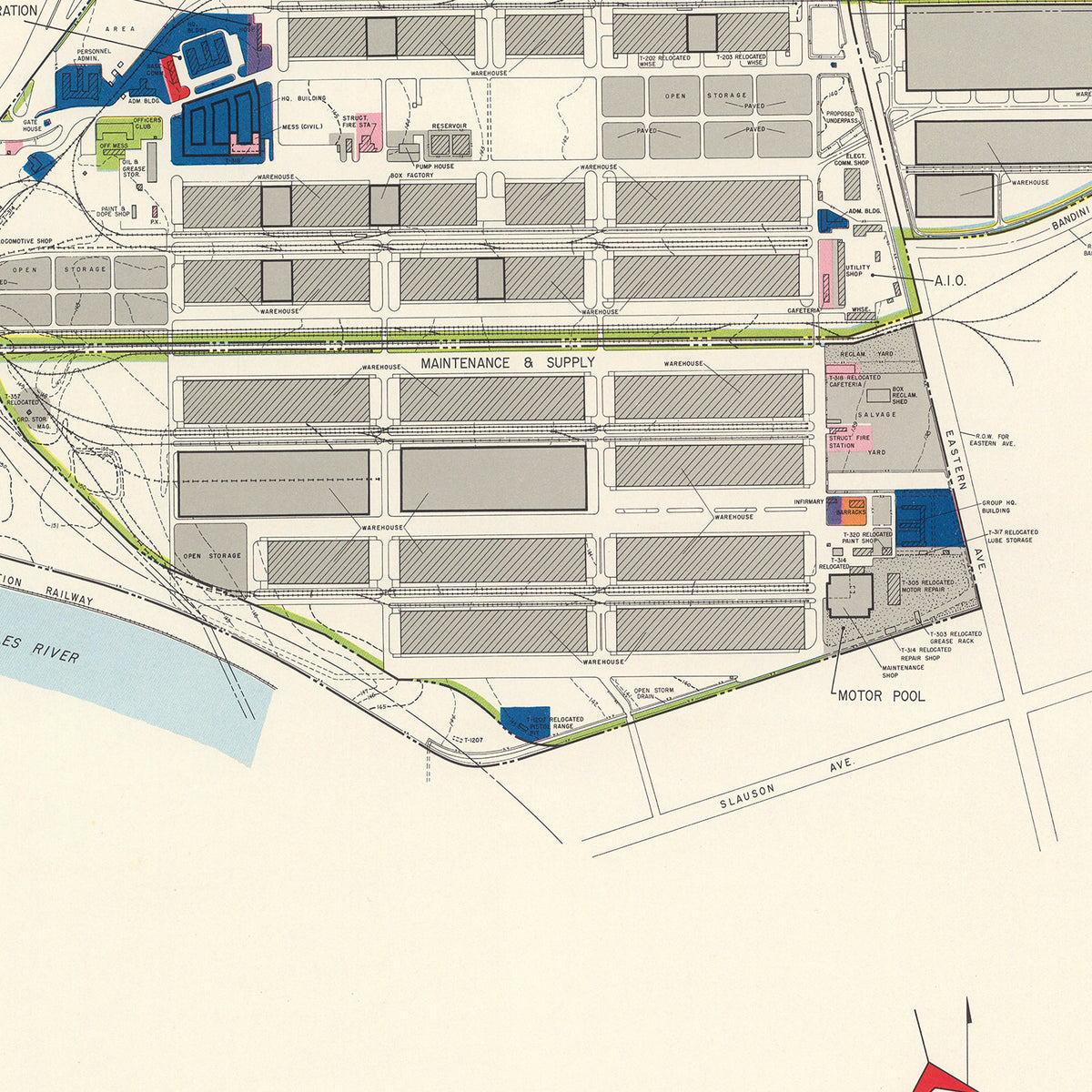 Restored historic details from the 1952 airfield map of Maywood, California