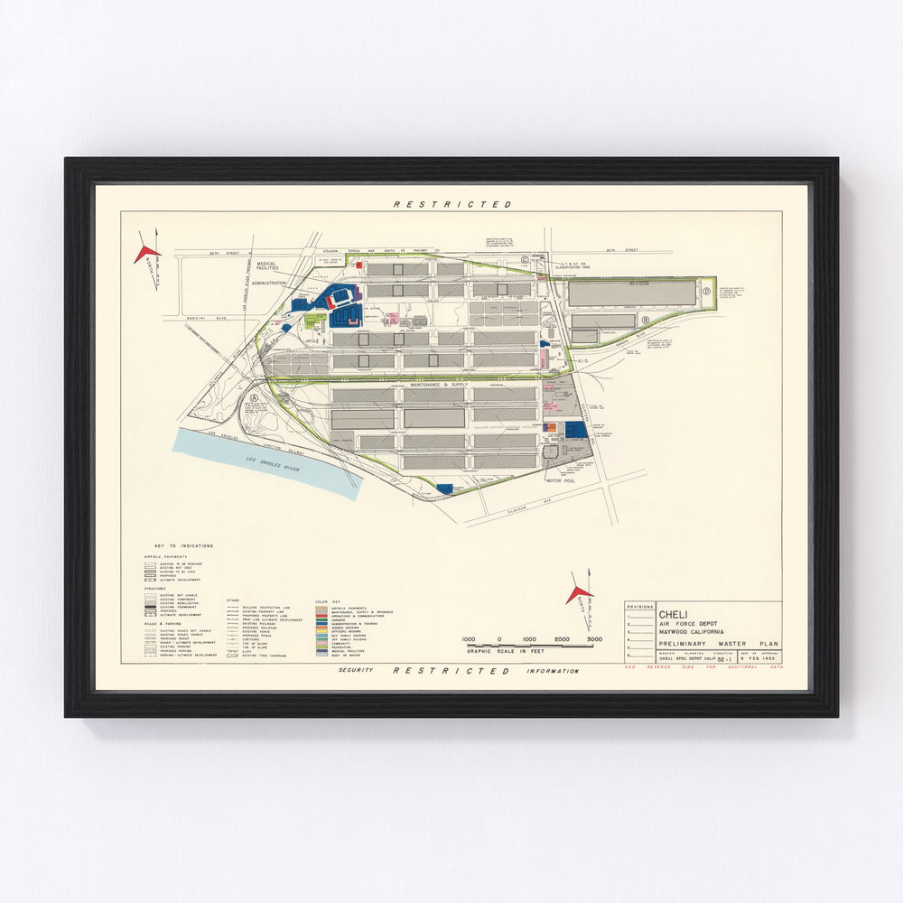 Cheli Air Force Depot Vintage Map 1952